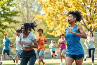 Futó emberek a természetben, sport és egészség javítása