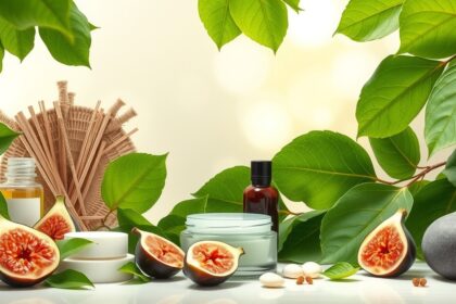 Fügefa levelek és egészségügyi termékek a bőrápoláshoz és hajápoláshoz