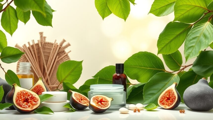 Fügefa levelek és egészségügyi termékek a bőrápoláshoz és hajápoláshoz