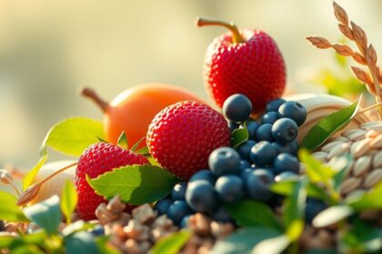 Friss gyümölcsök és zöldségek egészséges táplálkozáshoz.