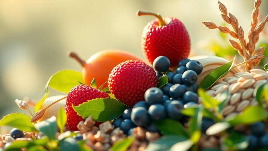 Friss gyümölcsök és zöldségek egészséges táplálkozáshoz.