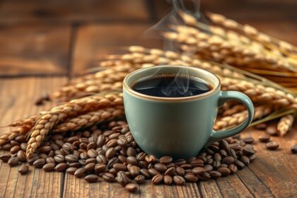 Gabonakávé csésze és pörkölt gabonaszemszi