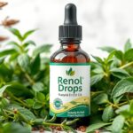 Renol cseppek üveg palack zöld növények között