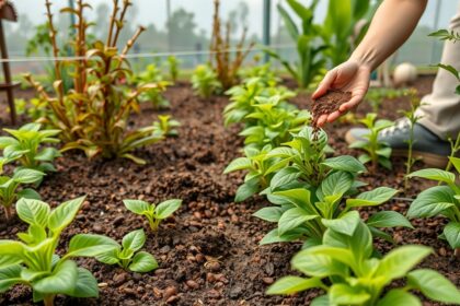 Kávézacc használata a kertben friss növényekhez.