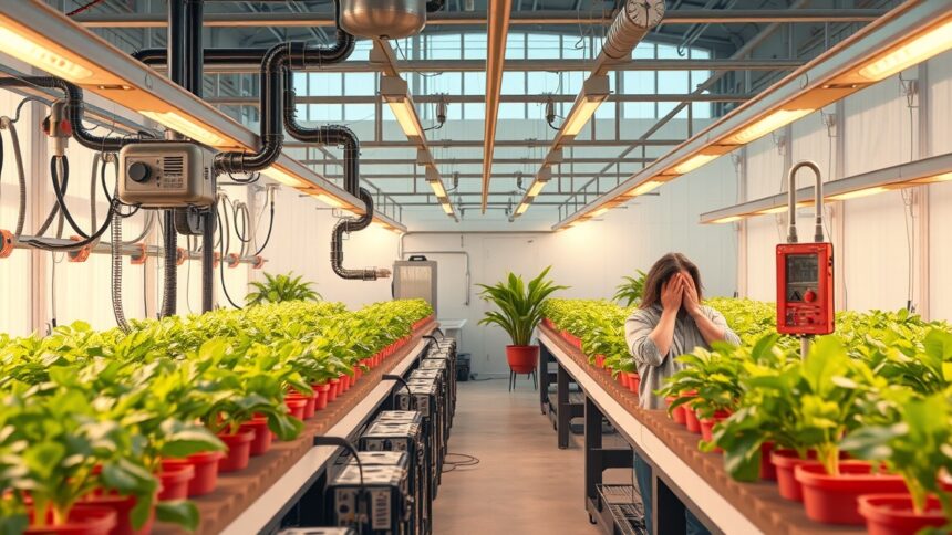 Hidropónia rendszer telepítése, nővények és zavarodott ember a kertben