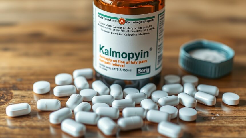 Kalmopyrin fájdalomcsillapító tabletták és üveg