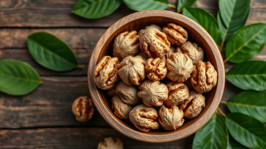 Friss diók tálban, természetes szívvédő hatással.