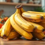 Túlérlelt banánok az asztalon, friss és színes konyhai környezetben