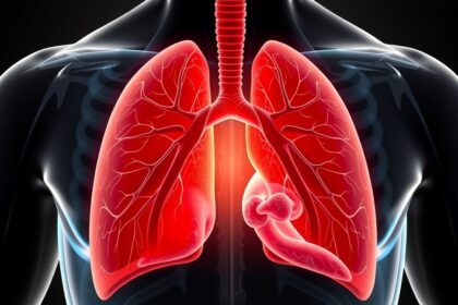 Anatómiai ábra a rekeszizomról és a tüdőről, a légzés folyamatához kapcsolódóan.