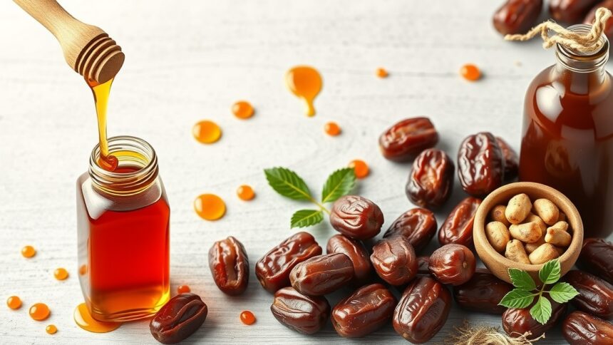 Datolyaszirup és friss datolya természetes édesítőként