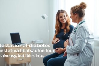 Kismama orvosi konzultáción terhességi cukorbetegség miatt.