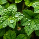 Friss sóska levelek cseppekkel az egészséges táplálkozásért