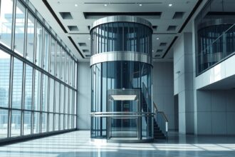 Modern paternoszter lift az új építészetben