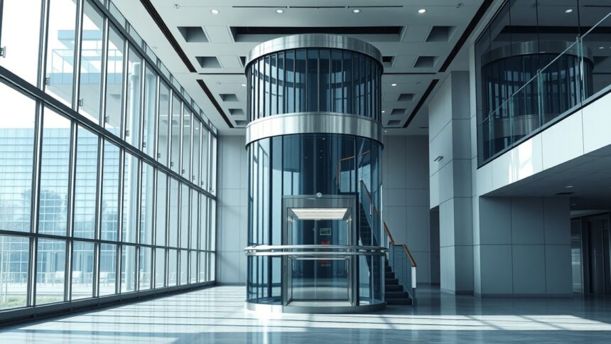 Modern paternoszter lift az új építészetben