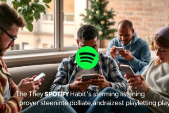 Fiatalok zenehallgatás közben, mobiltelefonjaik segítségével.