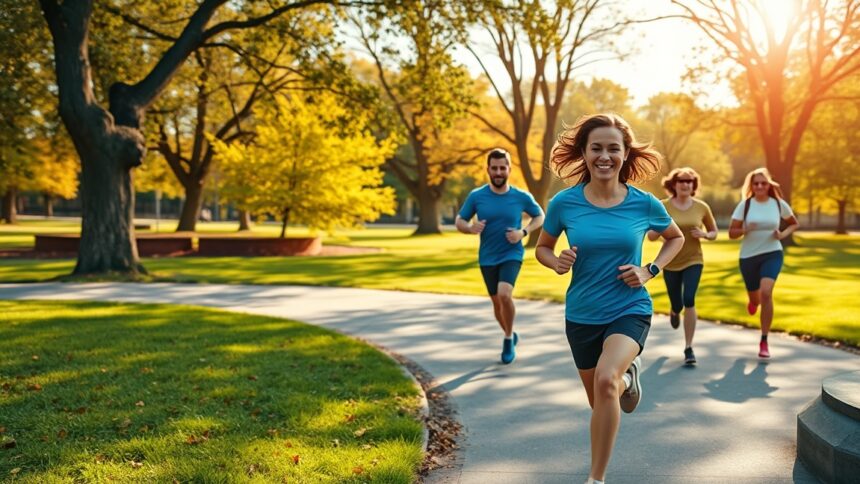 Futók a napsütésben, egészséges életmódot képviselve