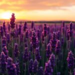 Levendula mező a naplementében, gyógyhatásokkal