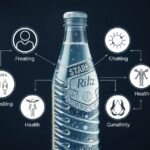 Szénsavas víz palack, egészségügyi hatásokkal kapcsolatos infografika