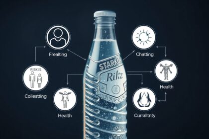 Szénsavas víz palack, egészségügyi hatásokkal kapcsolatos infografika