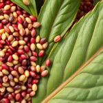 Amaránt (algabona) magvak zöld leveleken, tápanyagban gazdag.