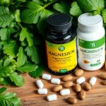 Magnézium és B6-vitamin kiegészítők zöldségek mellett.