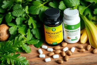 Magnézium és B6-vitamin kiegészítők zöldségek mellett.