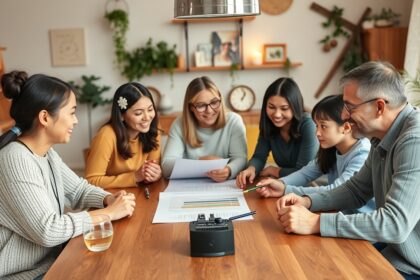 Családi vállalkozás megbeszélése több generáció között.