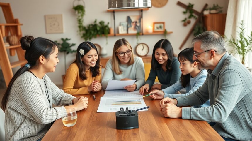 Családi vállalkozás megbeszélése több generáció között.