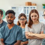 Egészségügyi szakemberek egy csoportja magas vérnyomásról beszélget