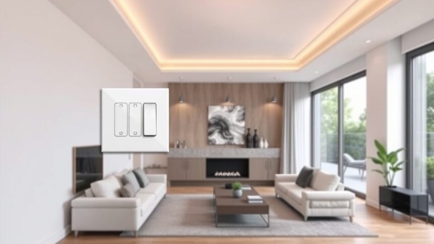 Modern vezeték nélküli kapcsoló egy elegáns nappaliban