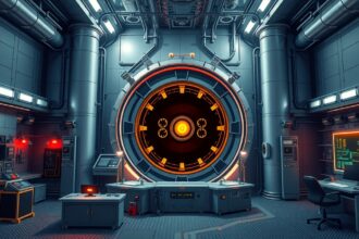 Atomerőmű belső harmonikus tárlata, modern technológiával.