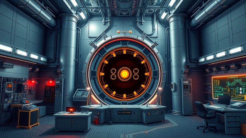 Atomerőmű belső harmonikus tárlata, modern technológiával.