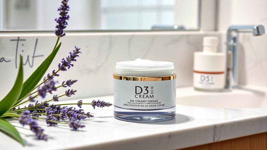D3 krém a bőrápolás számára, levendulával díszítve