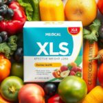 XLS Medical fogyókúrás kiegészítő, friss gyümölcsök és zöldségek között.