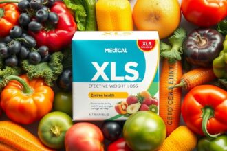 XLS Medical fogyókúrás kiegészítő, friss gyümölcsök és zöldségek között.