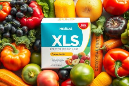 XLS Medical fogyókúrás kiegészítő, friss gyümölcsök és zöldségek között.