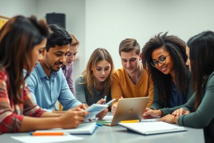 Diákok egy csoportja pedagógiai szakvizsgához készül, tanulás közben.