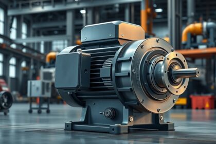 Közvetlen hajtású motor ipari környezetben, modern technológia.