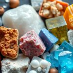 Különböző ásványok és kristályok, amelyek az egészség javítására szolgálnak.