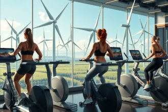 Nők edzenek szélenergiával működő sporteszközökön