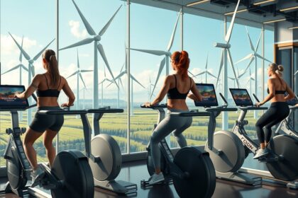 Nők edzenek szélenergiával működő sporteszközökön