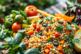 Színes növényi saláta ízletes összetevőkkel, egészséges étkezéshez