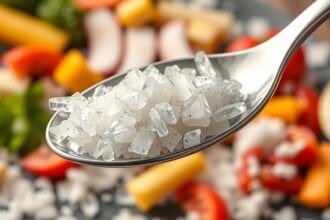 Nátrium-glutamát a konyhában, ízélményt fokozó fűszer.