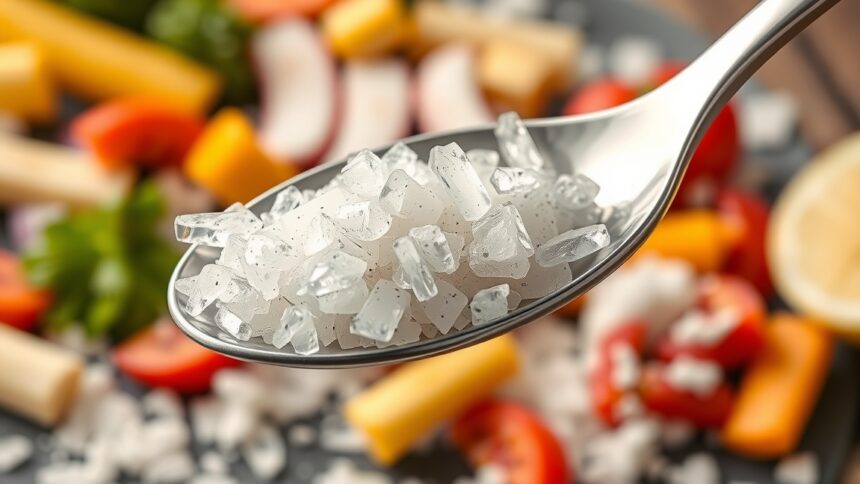 Nátrium-glutamát a konyhában, ízélményt fokozó fűszer.
