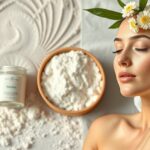 Nő természetes szépségápolás közben, perui kovafölddel