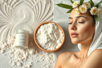 Nő természetes szépségápolás közben, perui kovafölddel