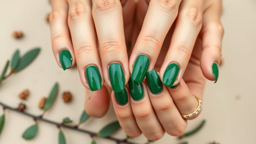 Smaragdzöld körmök a természet eleganciáját idézik