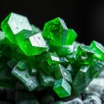 Diopszid zöld ásvány, gyógyító és spirituális tulajdonságokkal.