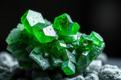 Diopszid zöld ásvány, gyógyító és spirituális tulajdonságokkal.