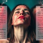 A woman with painted face highlighting ecstasy effects and risks.